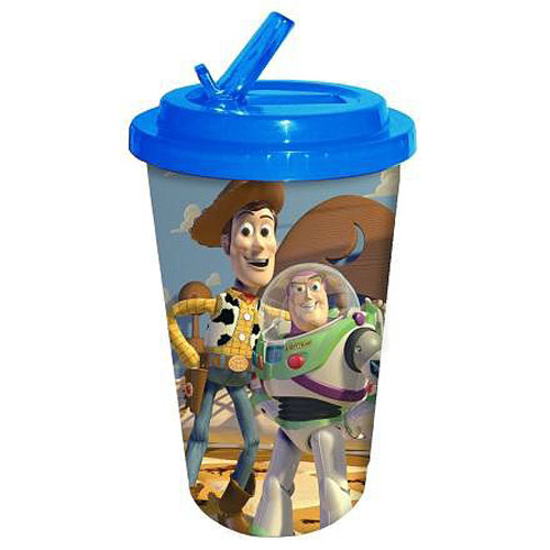 Toy Story Buzz and Woody Blue 16 oz. Flip-Straw Plastic Travel Cup